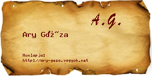 Ary Géza névjegykártya
